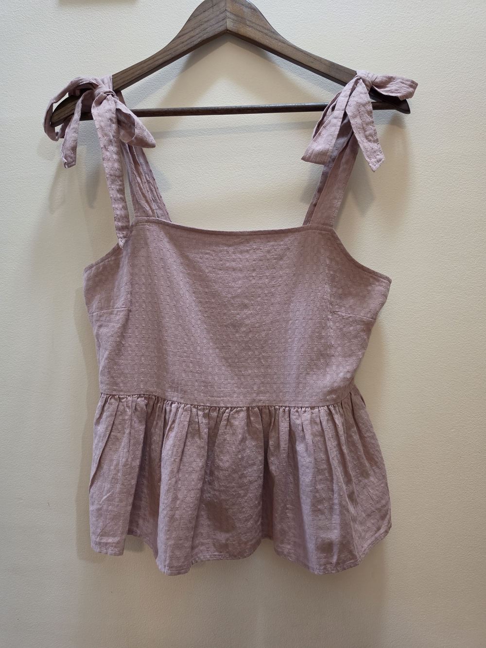 Madewell Rosalie Tie Strap Peplum Top Pink Dusty Rose S NWT Summer Beach Cotton